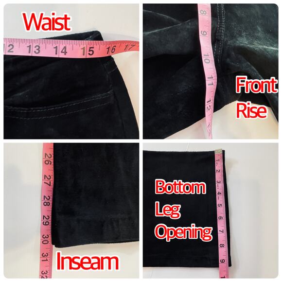 New York & Co 90s Black Suede Retro Leather Classic Straight Leg Pants Jeans 12 - Picture 9 of 9